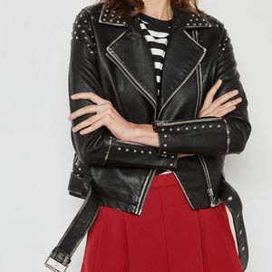 Studded Leather Biker Jacket